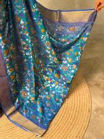 Peacock blue Soft Semi Tusser Saree - PSSU2A