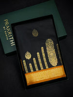 Black and Mustard Yellow silk saree - PDL2