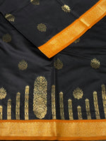 Black and Mustard Yellow silk saree - PDL2