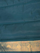 Black and Peacock blue silk saree - PBR24B