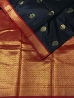 Black and Red blue silk saree - PDL2C