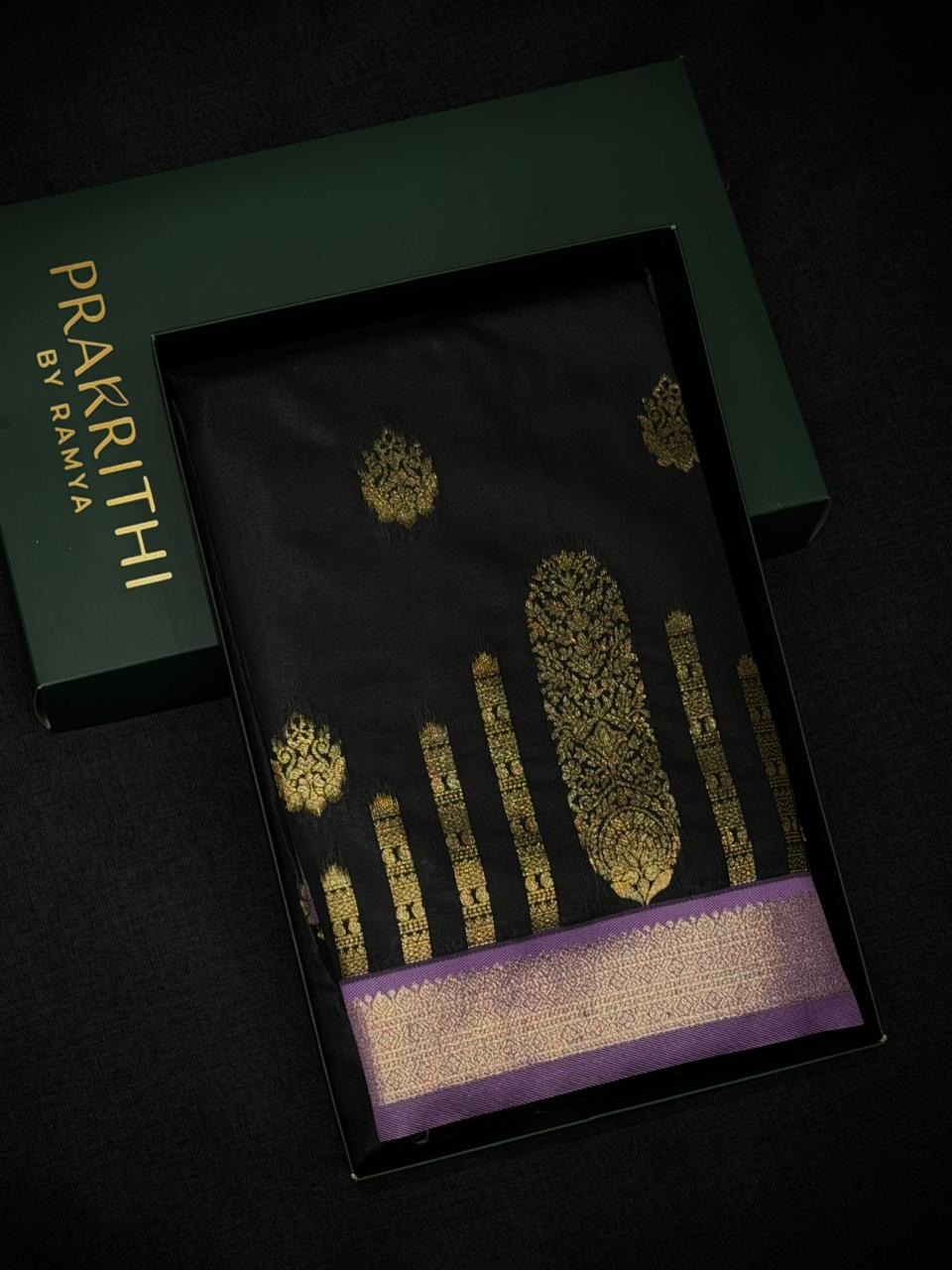 Black and Lavender silk saree - PDL2D