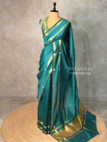 Peacock Blue Semi Banarasi saree - MRN1B