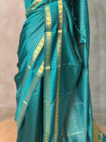 Peacock Blue Semi Banarasi saree - MRN1B