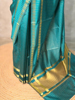 Peacock Blue Semi Banarasi saree - MRN1B