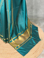 Peacock Blue Semi Banarasi saree - MRN1B