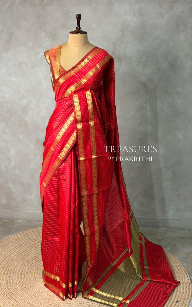 Red Semi Banarasi saree - MRN1D