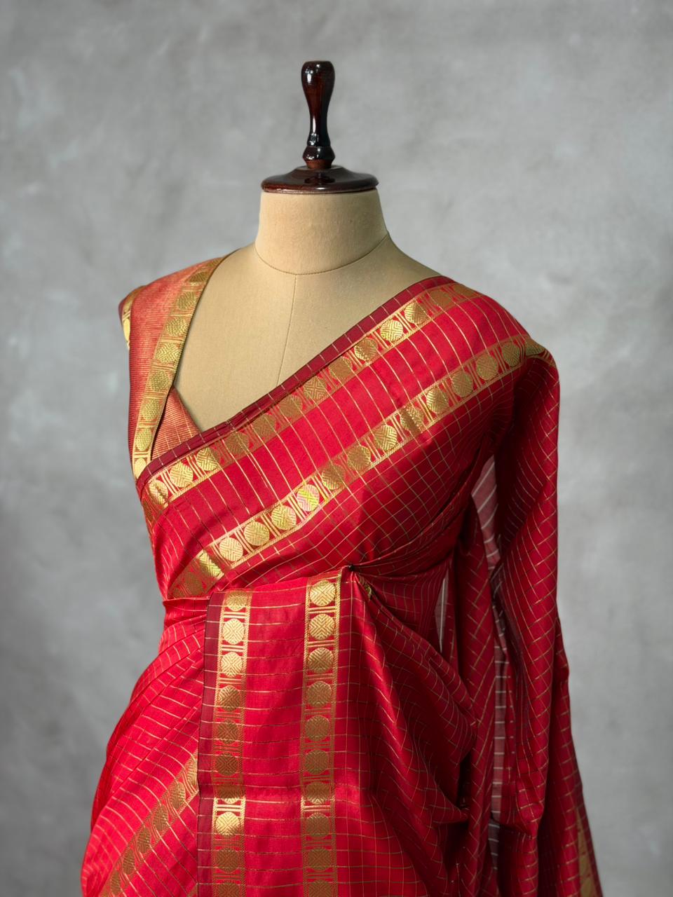 Red Semi Banarasi saree - MRN1D