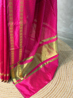 Rani Pink Semi Banarasi saree - MRN1E