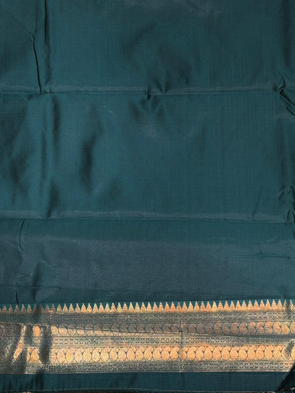 Black and Peacock Blue silk saree - PDL3