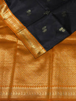 Black and mustard yellow silk saree - PDL3A