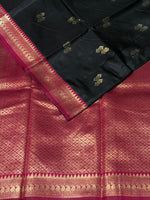 Black and Rani Pink silk saree - PDL3B
