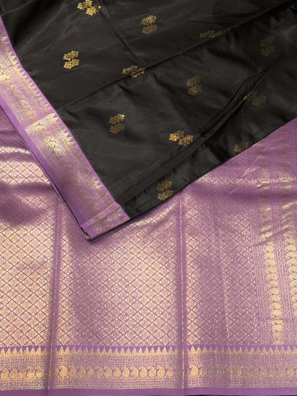 Black and Lavender silk saree - PDL3D