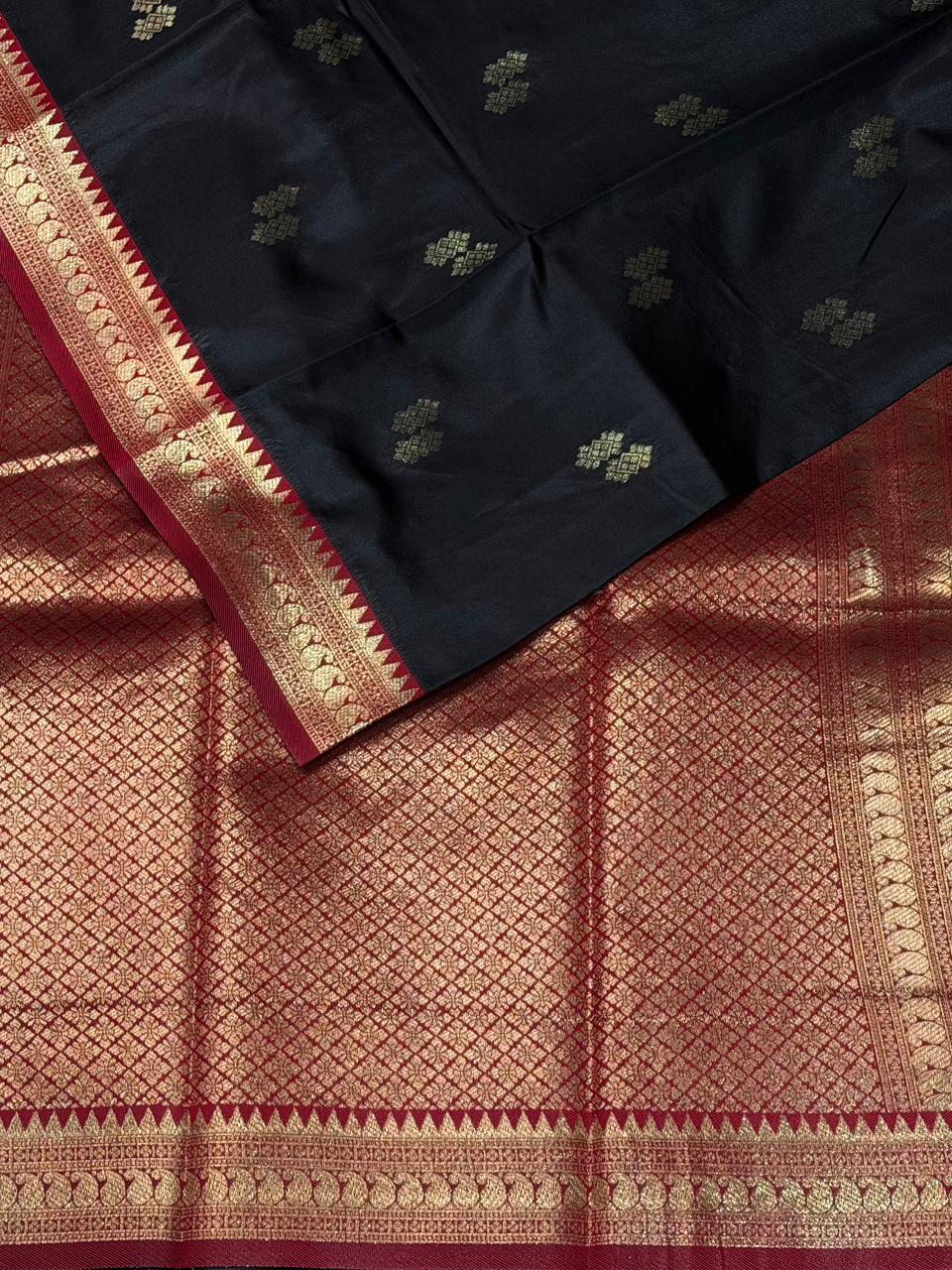 Black and Maroon silk saree - PDL3E