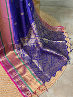 Blue and Magent silk saree -BSP26