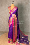 Bluish violet and Magent silk saree -BSP27