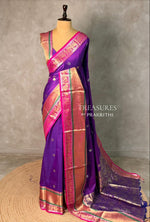 Bluish violet and Magent silk saree -BSP27