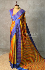 Yellow and blue silk saree -PIH49