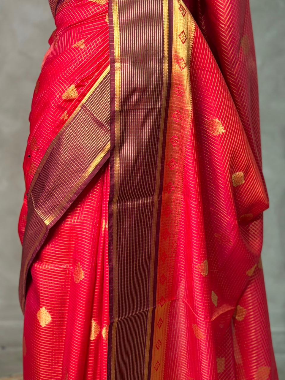 Maroon and Brown silk saree -PIH55
