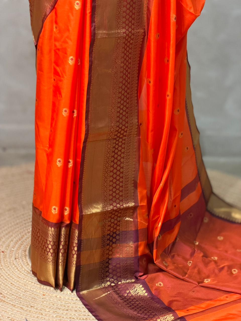 Maroon and Brown silk saree -PIH56
