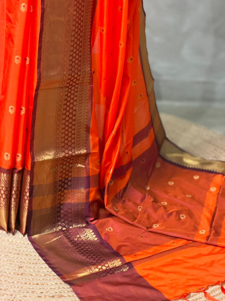 Maroon and Brown silk saree -PIH56