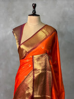 Maroon and Brown silk saree -PIH56