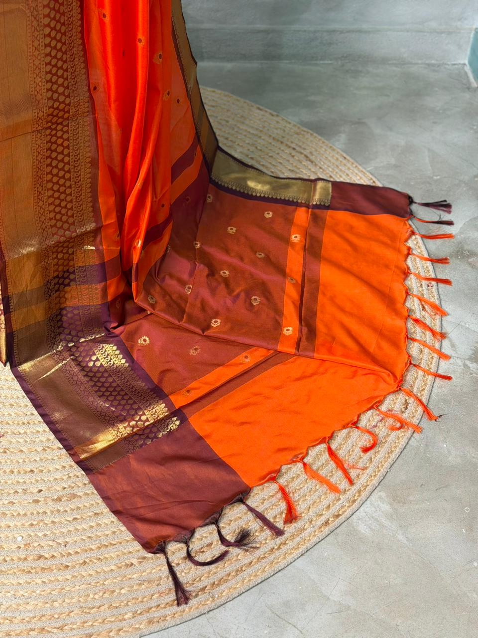 Maroon and Brown silk saree -PIH56