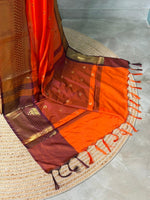 Maroon and Brown silk saree -PIH56