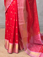 Red and Pink silk saree -PIH57