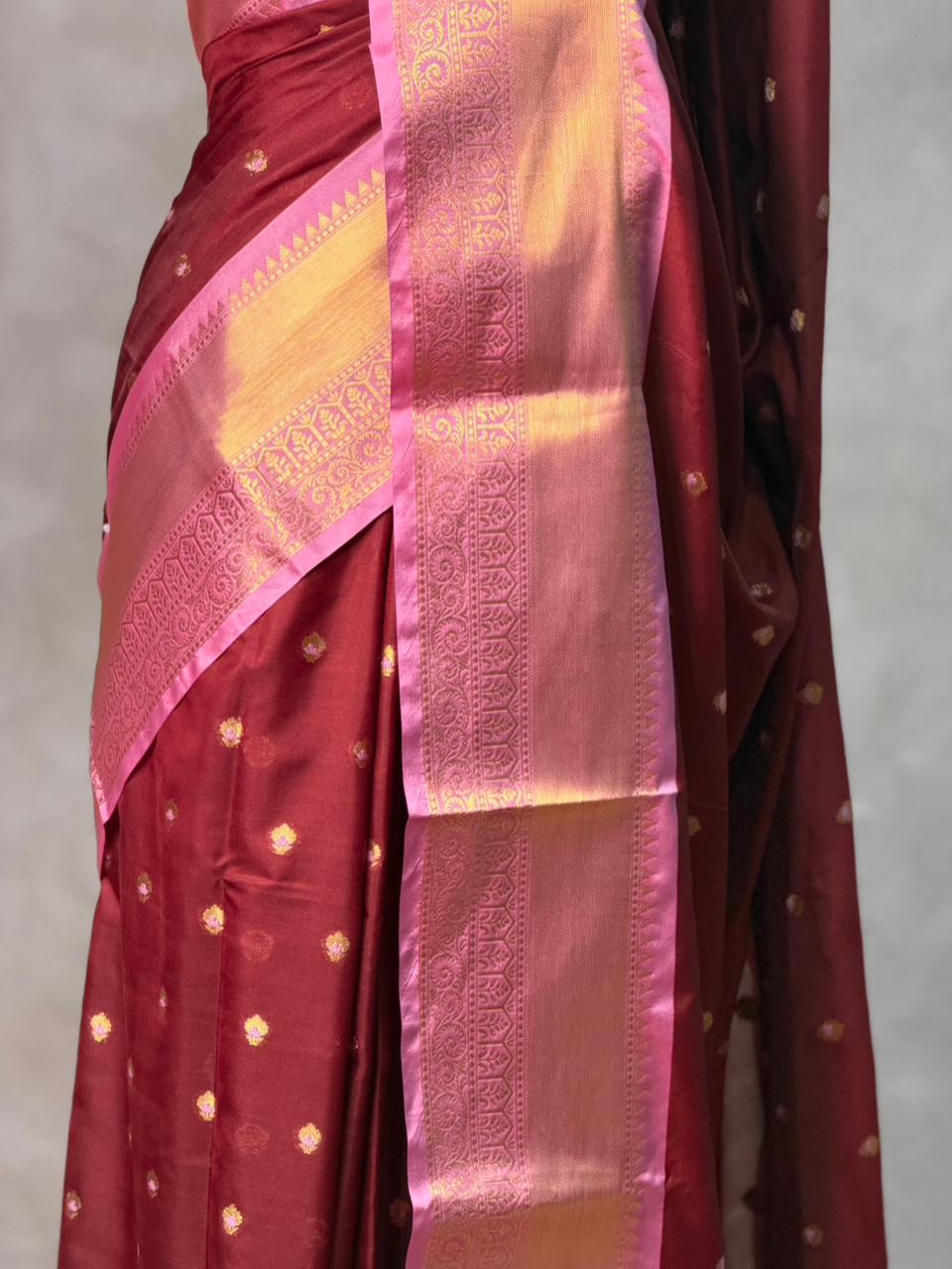 Maroon and Pink silk saree -PIH58