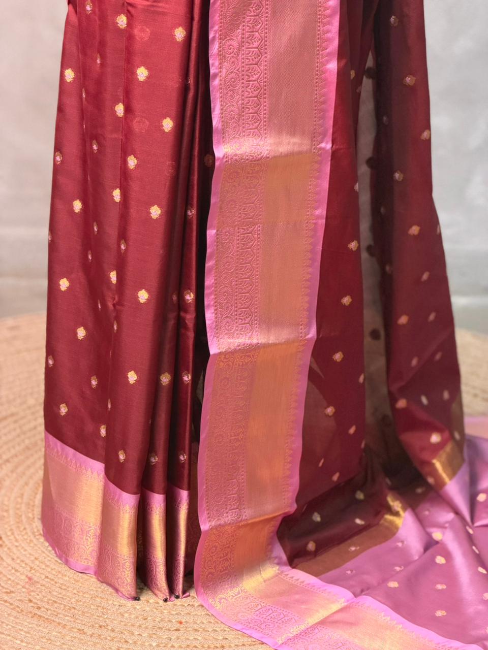Maroon and Pink silk saree -PIH58