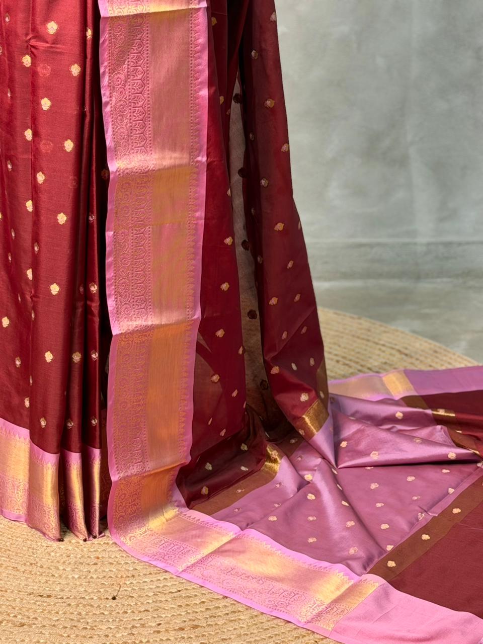 Maroon and Pink silk saree -PIH58