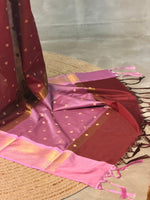 Maroon and Pink silk saree -PIH58