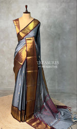 Ash and Pink silk saree -PIH59