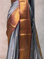 Ash and Pink silk saree -PIH59