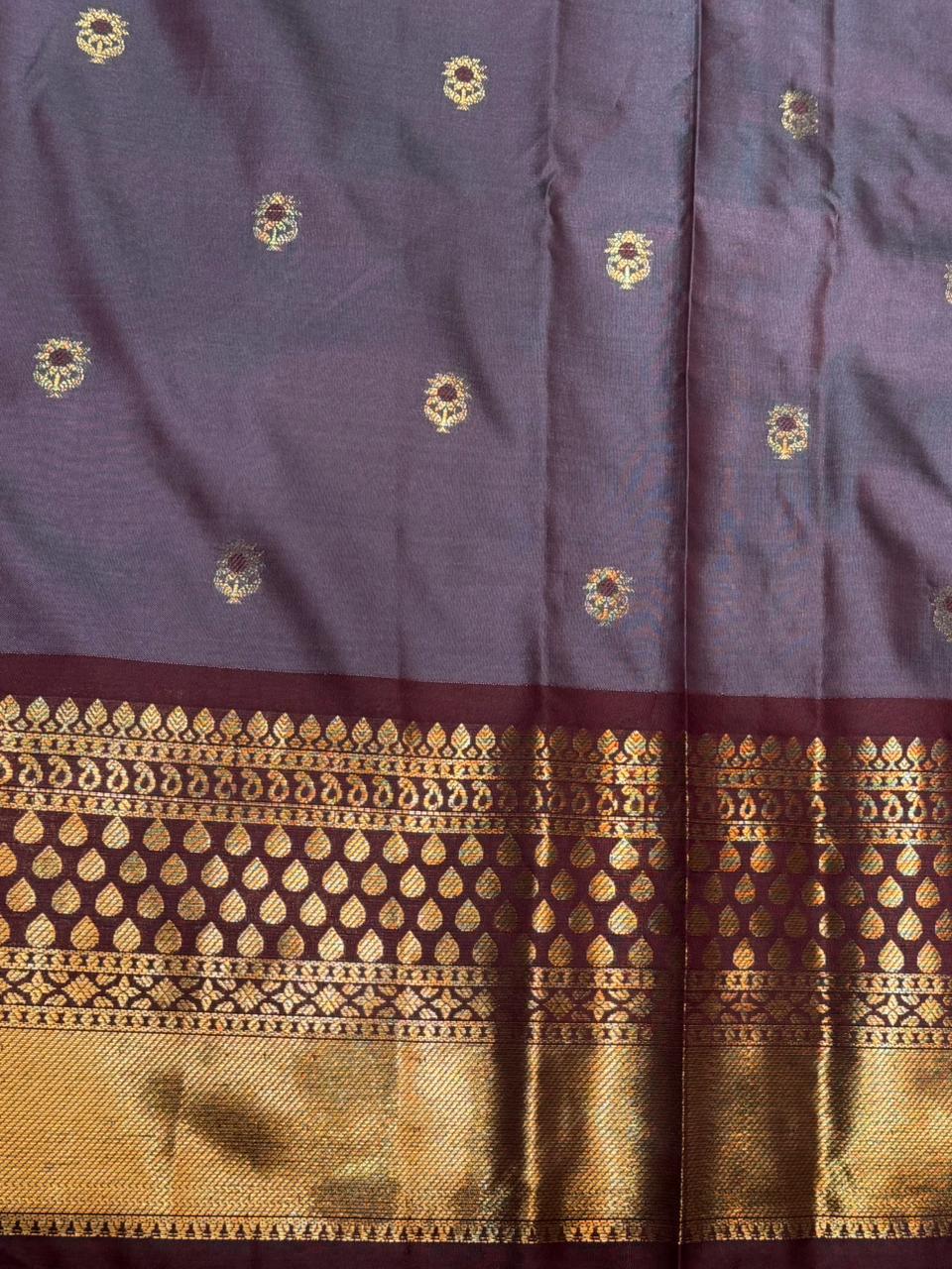 Ash and Pink silk saree -PIH59