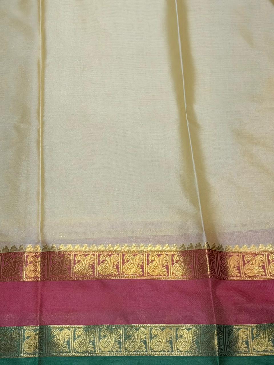 sandal and Peach silk saree -PIH54