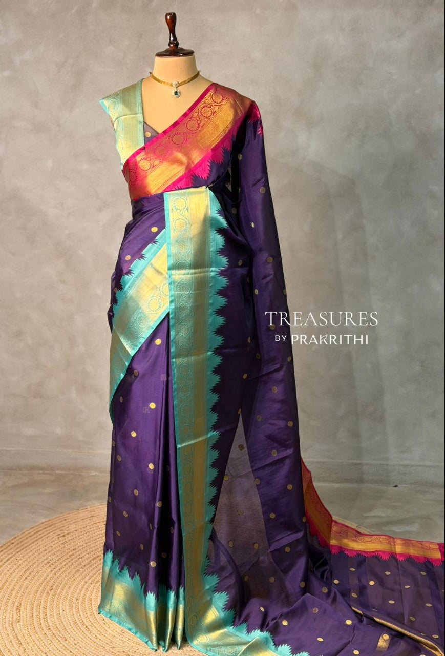 Violet silk saree -PIH53