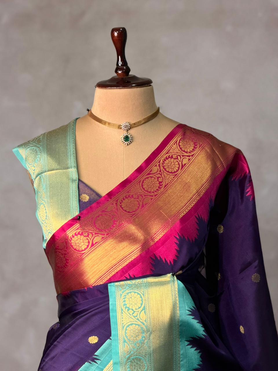 Violet silk saree -PIH53