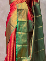 Maroon and Green Semi brocade Banarasi silk saree- PBROS6