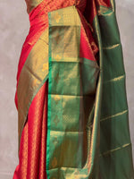 Maroon and Green Semi brocade Banarasi silk saree- PBROS6