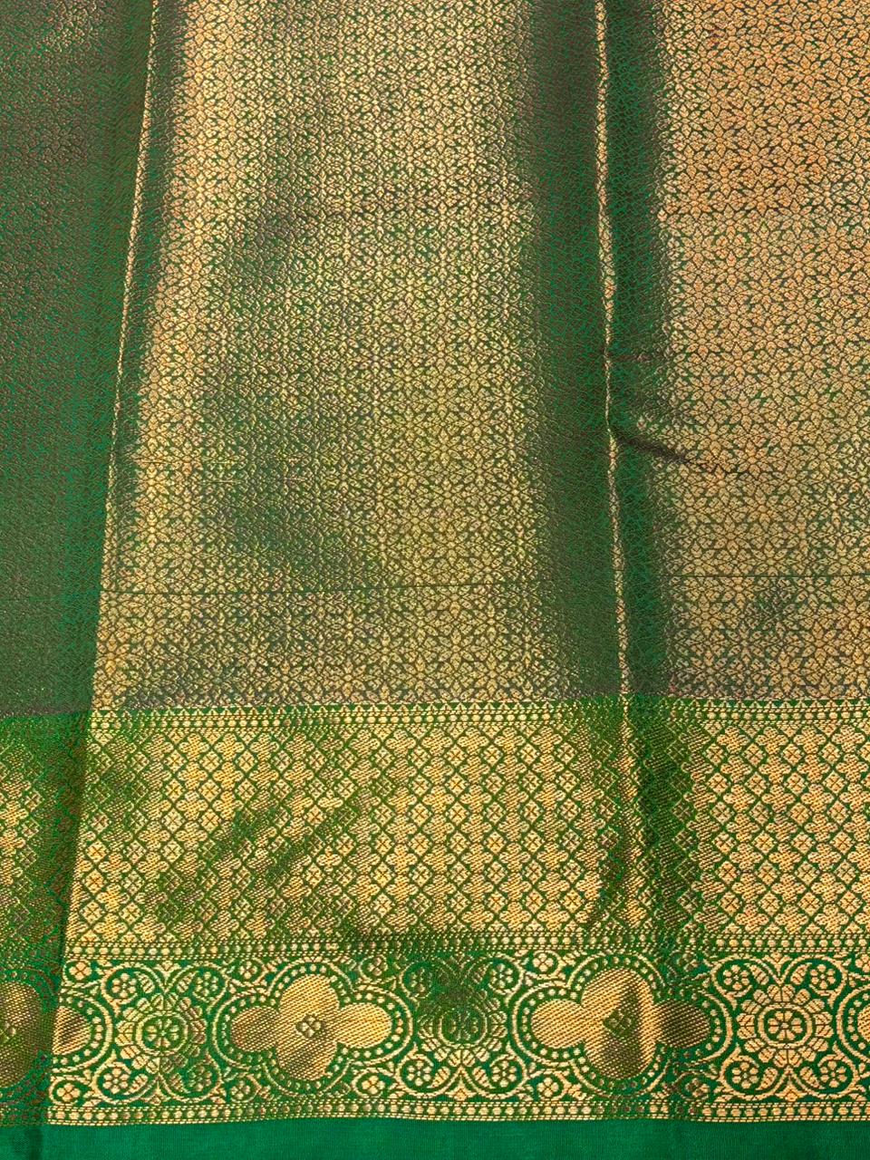 Maroon and Green Semi brocade Banarasi silk saree- PBROS6