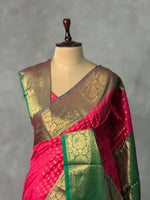 Rani Pink and Green Semi brocade Banarasi silk saree- PBROS6