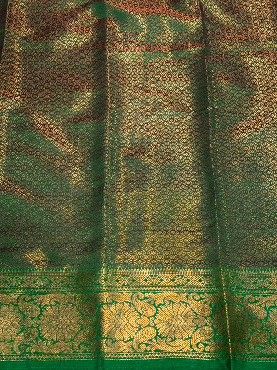 Rani Pink and Green Semi brocade Banarasi silk saree- PBROS6