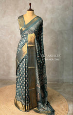 Moss green Soft Silk Saree - PSSU34