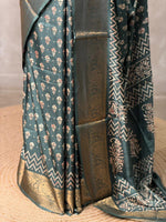Moss green Soft Silk Saree - PSSU34