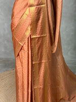 Peach and gold semi Banarasi silk saree -MPS41