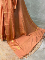 Peach and gold semi Banarasi silk saree -MPS41