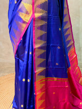 Blue and magenta semi kanchipuram soft silk saree - PSSN162