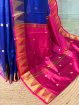 Blue and magenta semi kanchipuram soft silk saree - PSSN162